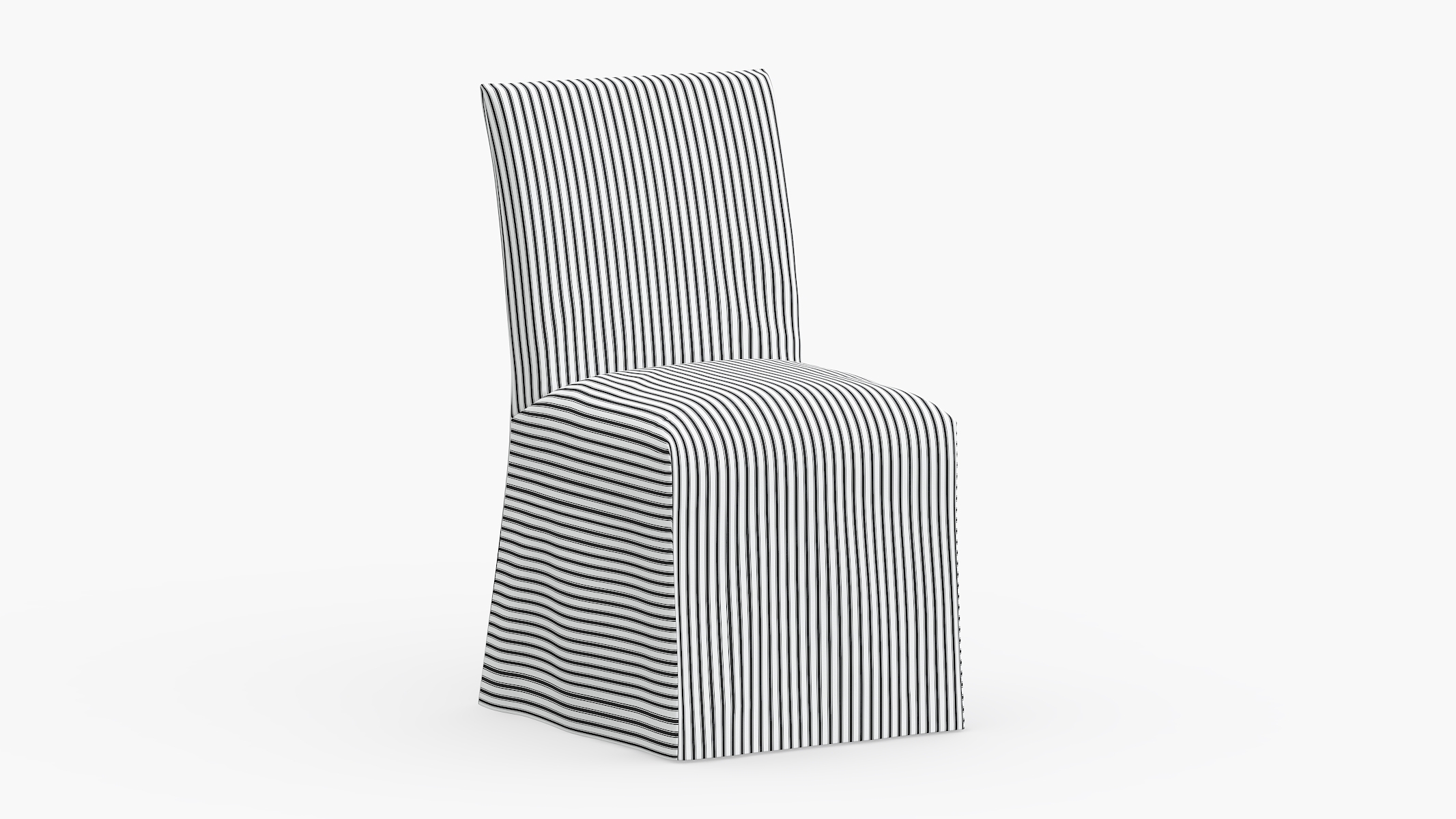 Slipcovered Dining Chair, Black Classic Ticking Stripe - Image 0
