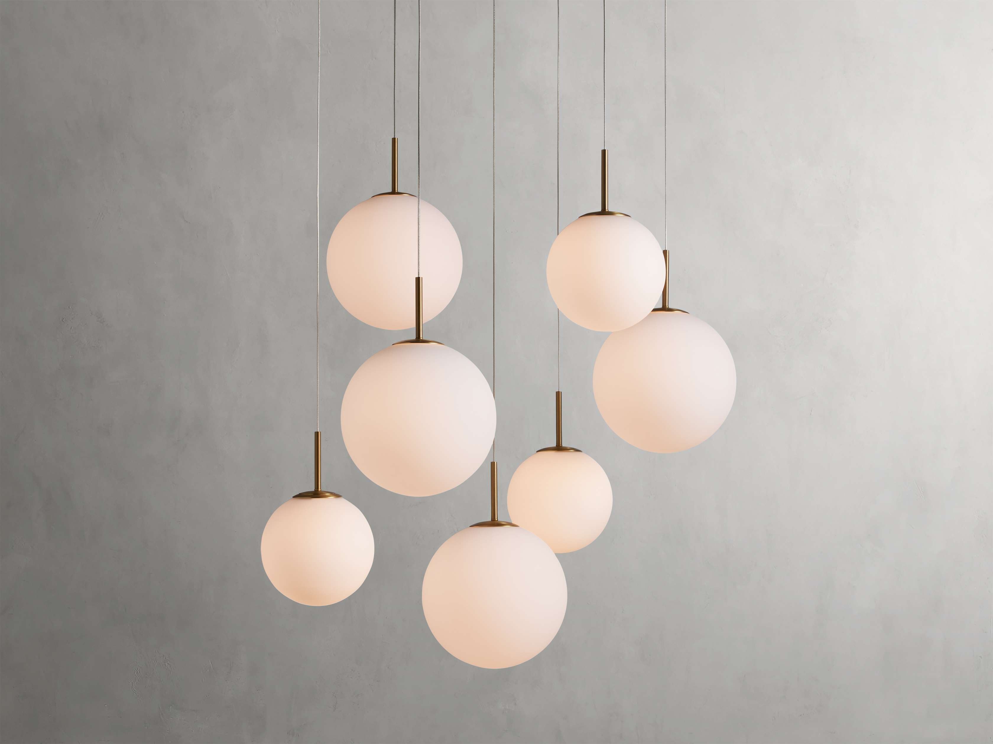 Casen Round Chandelier in Glass 34" Brass  Matte Opal  - Image 0