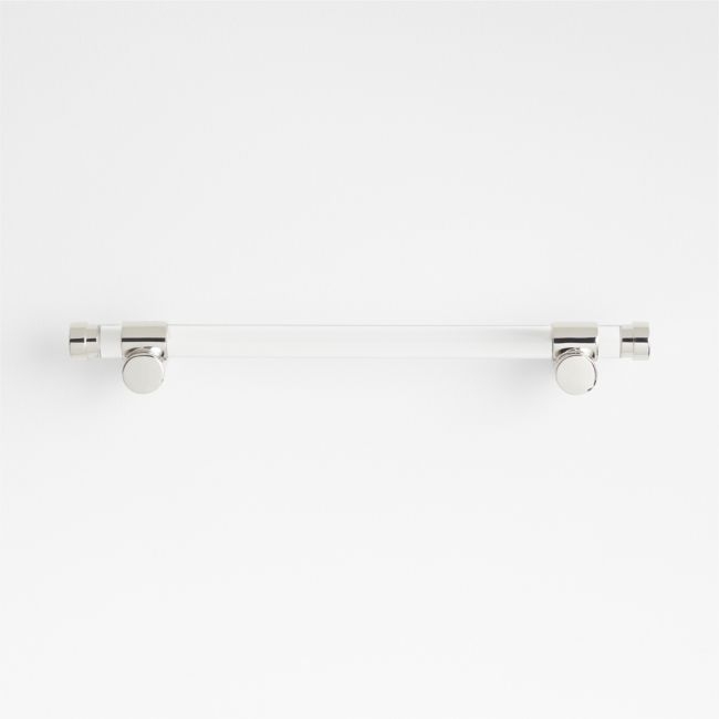 Round Acrylic Chrome Silver Cabinet Drawer Bar Pull 6" - Image 0