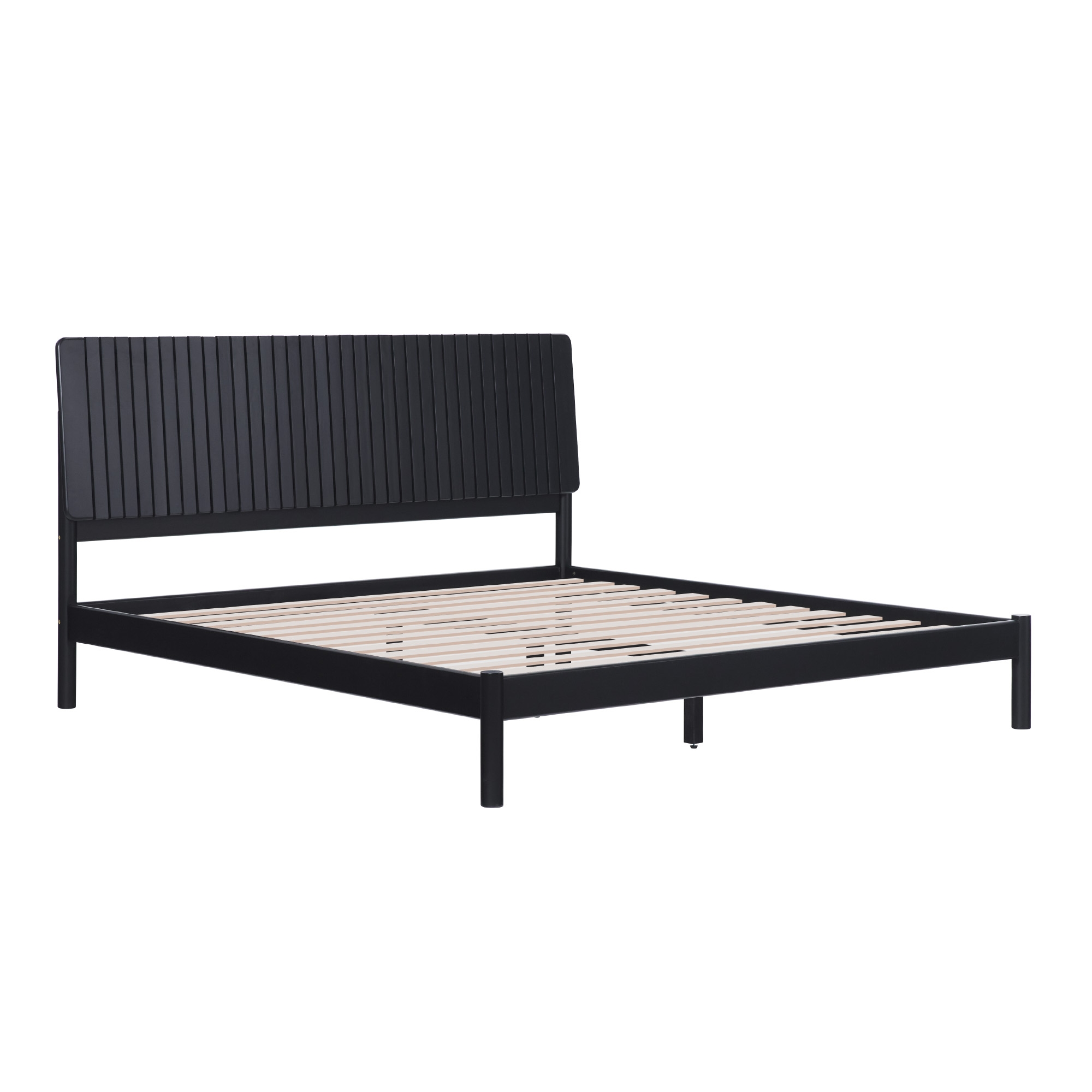 Transitional Solid Wood Platform King Bed - Black - Image 0