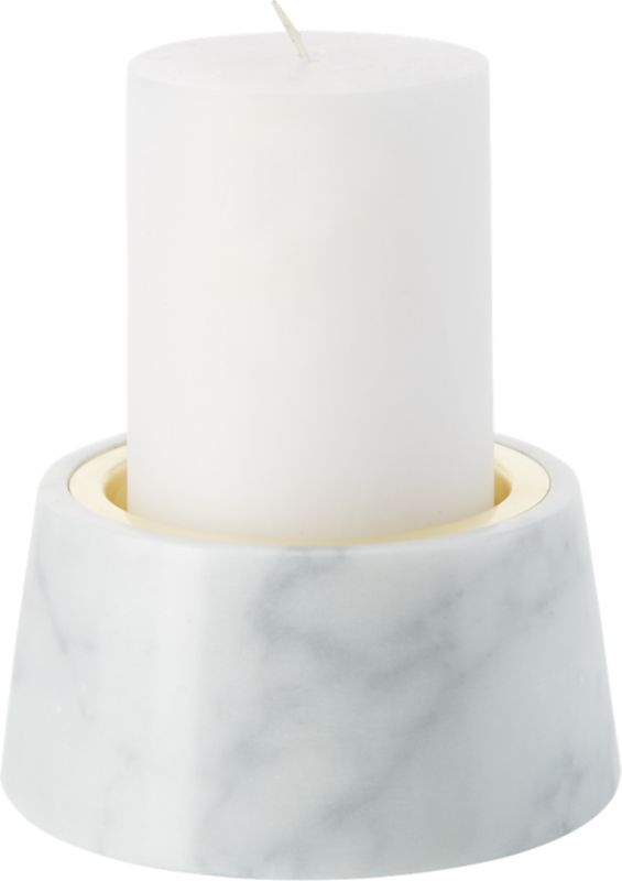 Riley White Marble Pillar Candle Holder - Image 3
