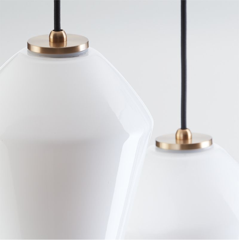 Arren Brass 3-Light Round Pendant with Angled Milk Glass Shades - Image 1