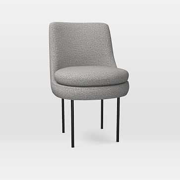 Modern Curved Dining Chair,Deco Weave,Pearl Gray,Black Pc - Image 0