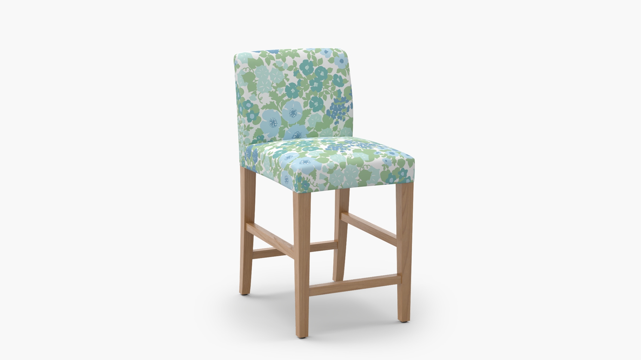 Signature Dining Counter Stool, Mist Million Flowers, Natural Square Tapered Leg - Image 1