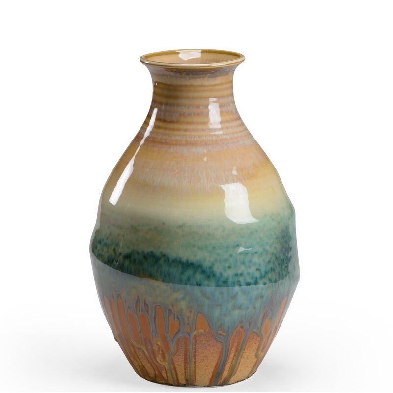 Chelsea House Brown/Green/Yellow 11.5"" Ceramic Table Vase - Image 0