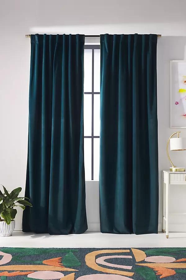 Addie Velvet Curtain, 50"x96", Blue - Image 0