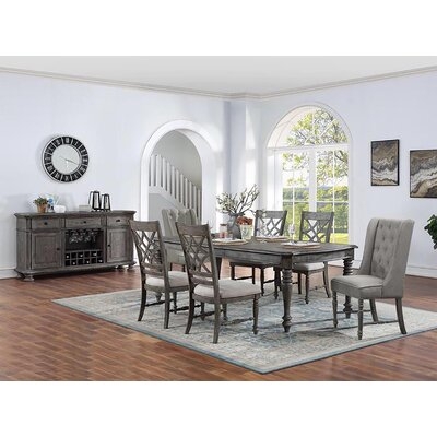 7 - Piece Pecan Finish Extendable Dining Set Seats 4 to 8,   76" - 94"L - Image 0