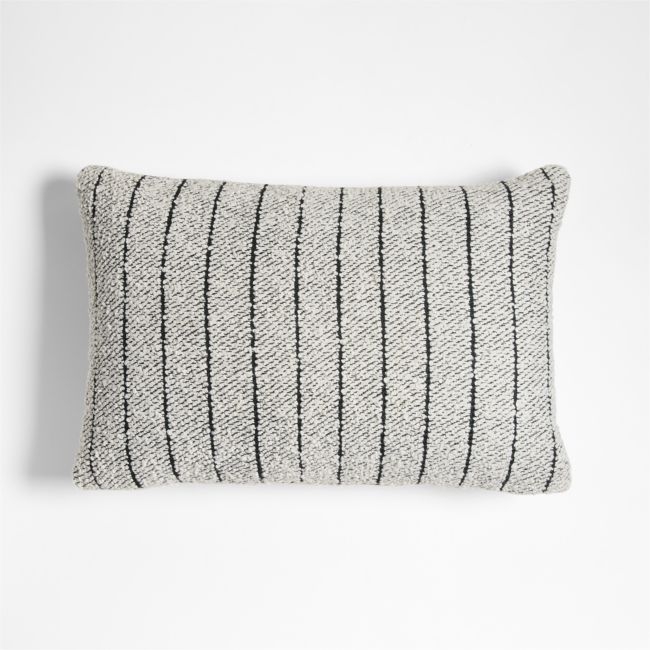Soft Boucle Striped 24x16 Arctic Ivory Indoor/Outdoor Throw Pillow - Image 0