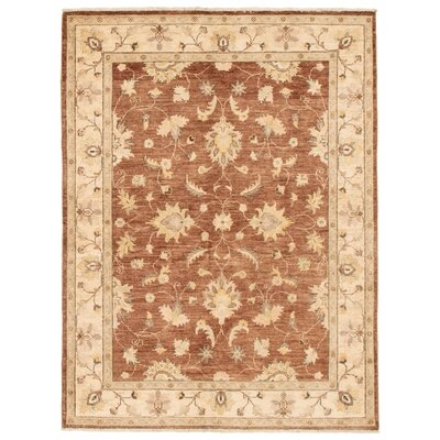 One-of-a-Kind Hand-Knotted New Age 4'11" x 6'6" Wool Area Rug in Dark Brown/Beige - Image 0