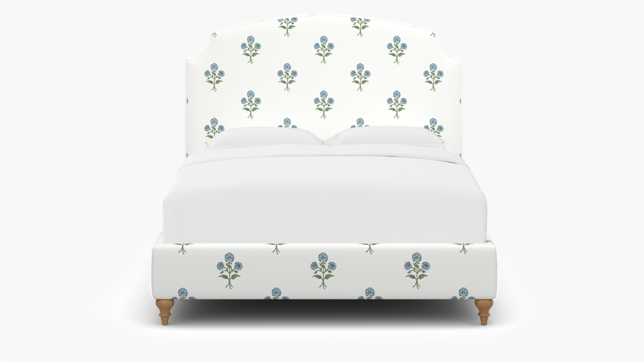 Cove Bed, Blue Delphine, Natural Traditional Turned Leg, Full - Image 0