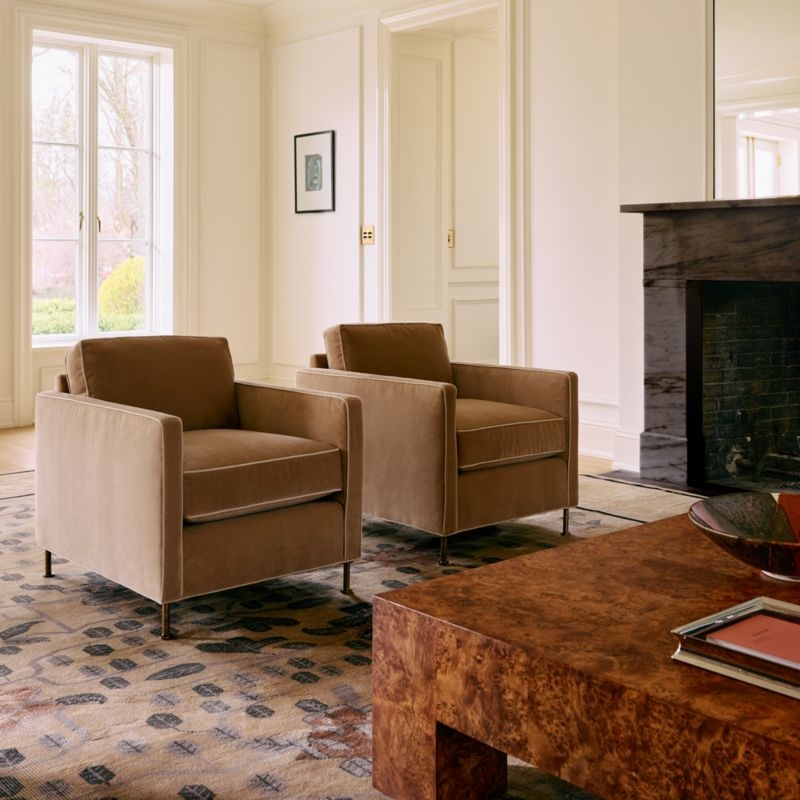 Brett Taupe Velvet Accent Chair - Image 1