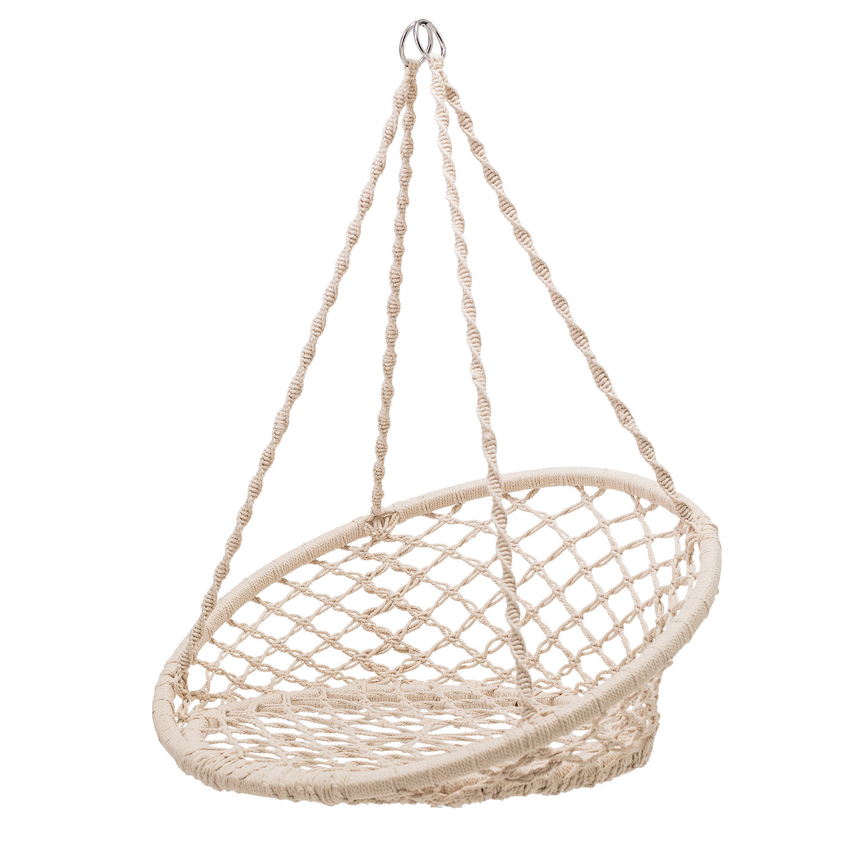 Hanging Handwoven Cotton Macramé Chair with Metal Frame - Image 0