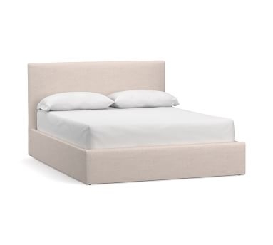 Raleigh Square Upholstered Low Platform Bed without Nailheads, King, Performance Heathered Velvet Olive - Image 4