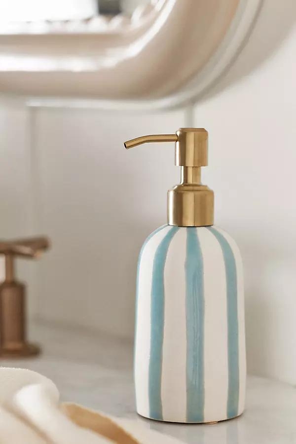 Striped Ceramic Soap Dispenser - Image 0