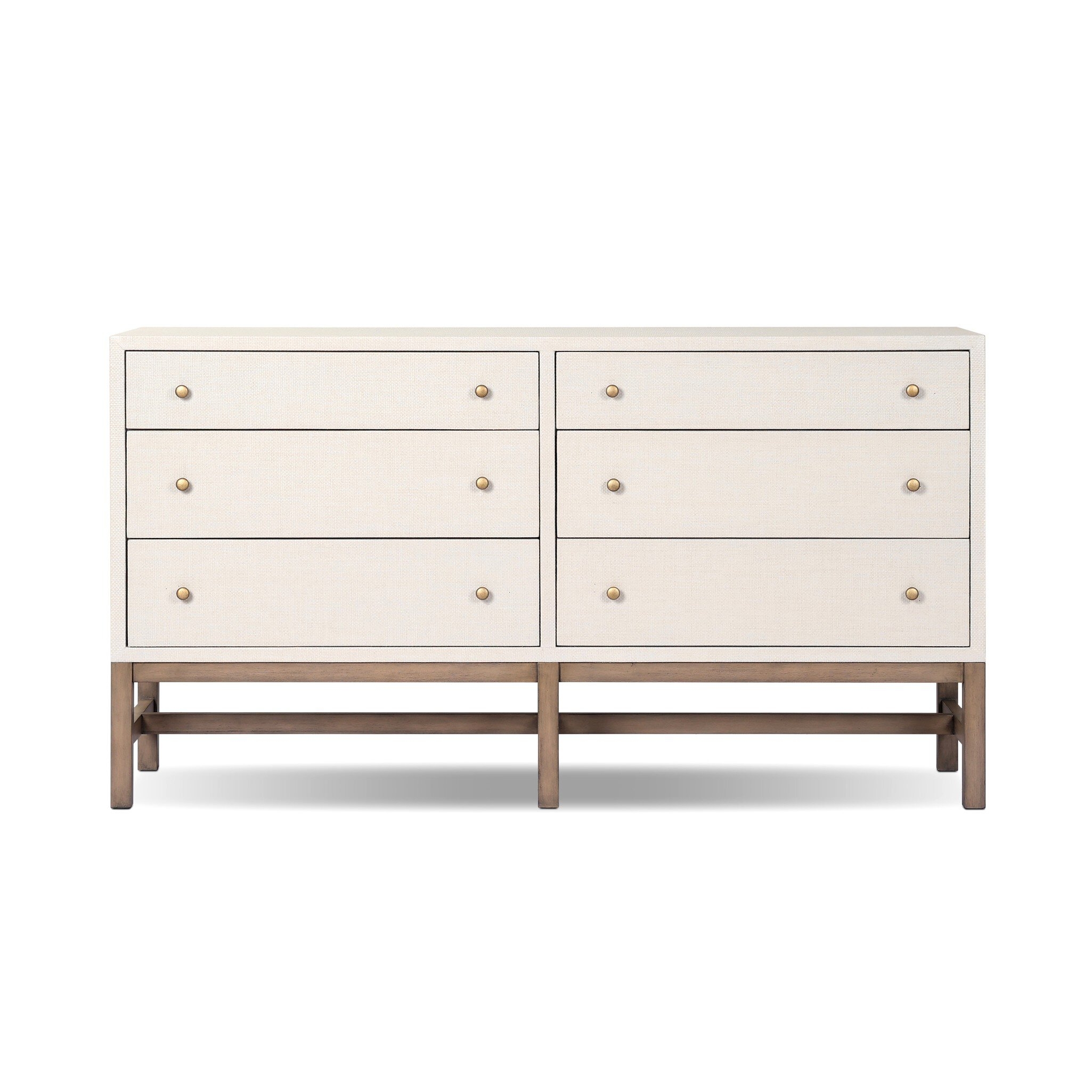 Fiona 6 Drawer Dresser - Ivory Painted Raffia - Image 0