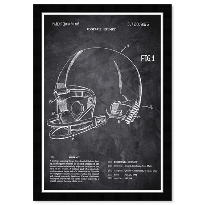 Football Helmet 1973 Chalkboard - Picture Frame Graphic Art Print on Paper - Image 0