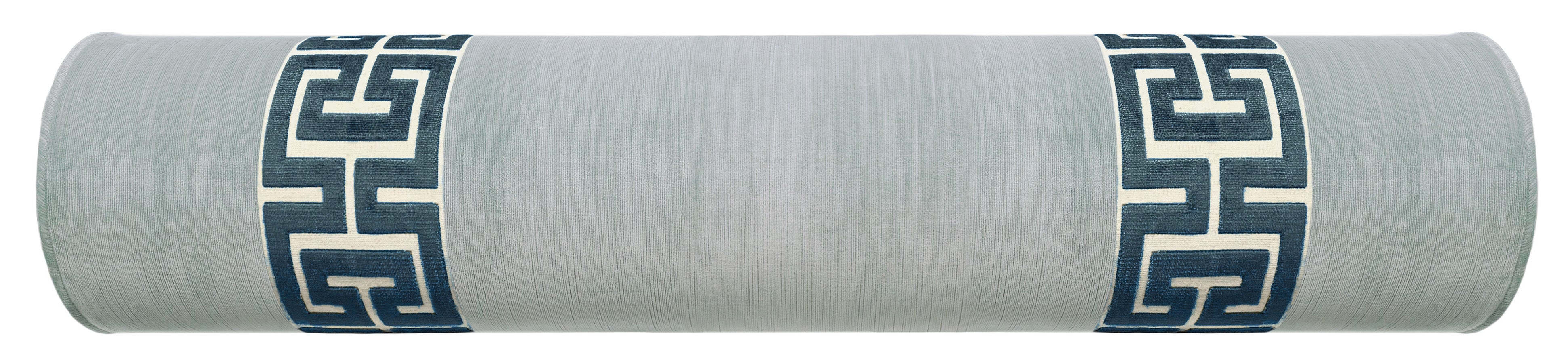 THE BOLSTER :: STRIE VELVET // MIST + GREEK TRIM - Sample 4" X 4" / Navy Blue / 2 pieces (Parallel) - Image 0