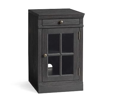 Livingston 17.5" Glass Door Cabinet with Top, Dusty Charcoal - Image 0