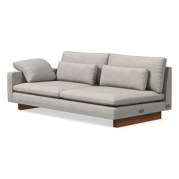Harmony XL LA Grand Sofa, Down Blend, Performance Coastal Linen, Storm Gray, Dark Walnut - Image 0