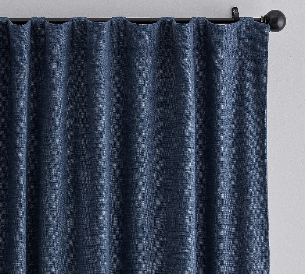 OPEN BOX Seaton Textured Cotton Blackout Curtain, 84", Midnight - Image 0