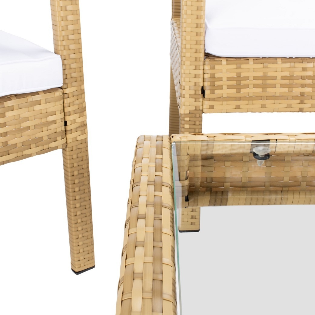 Bassey 4 Pc Living Set - Natural/White - Safavieh - Image 3