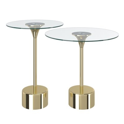 Gabby Glass Top Pedestal Nesting Tables - Image 0