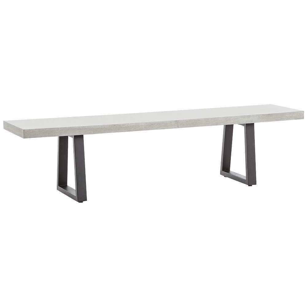 Cyrus Light Gray and Matte Black Outdoor Dining Bench - Style # 89J31 - Image 0