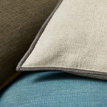 Classic Linen Pillow Cover, 20"x20", Natural/Slate - Image 1