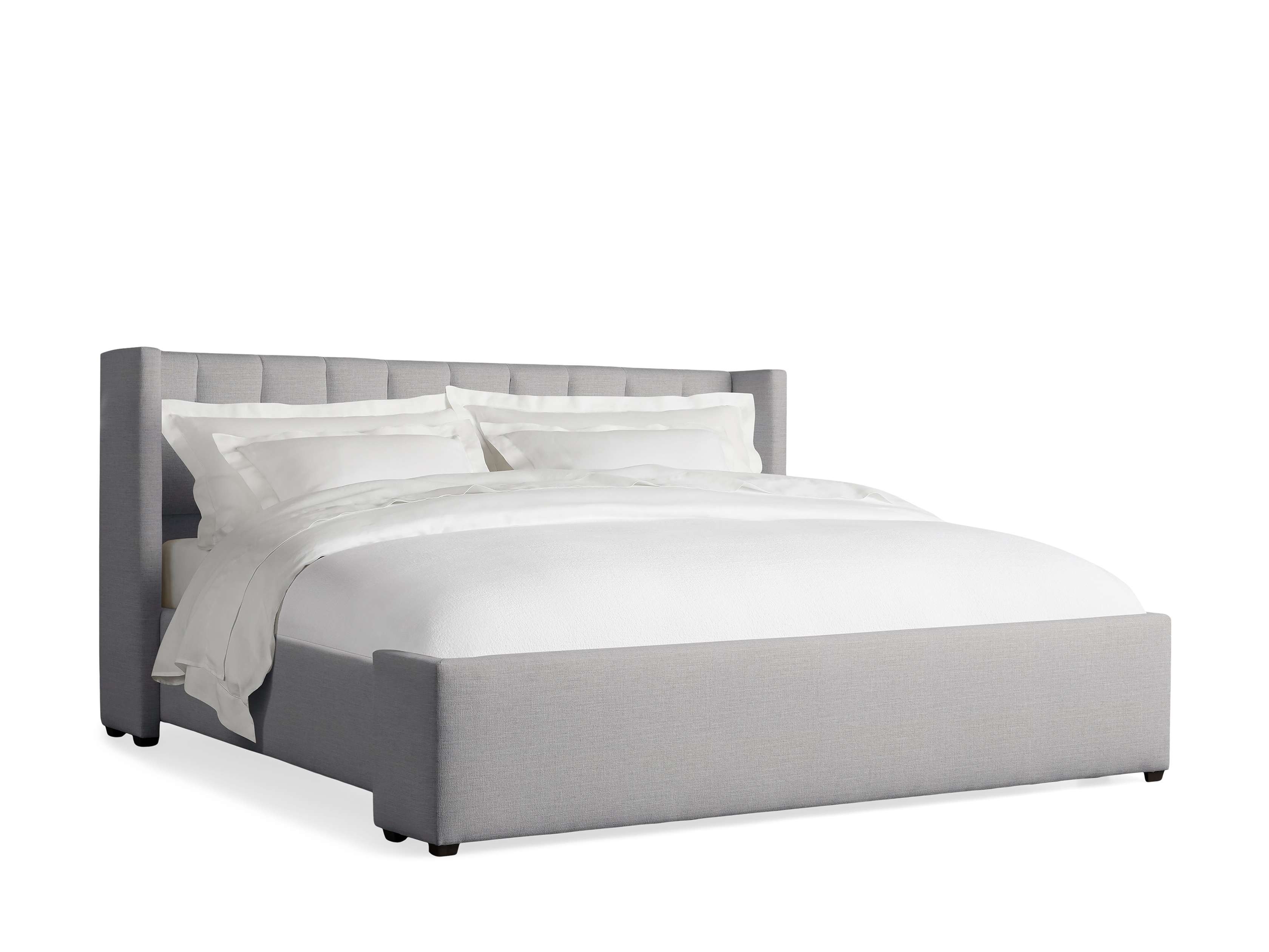 Wyller Channel-Stitched Bed with Low Footboard in Upholstered California King None  Nomad Stone/42" - Image 0