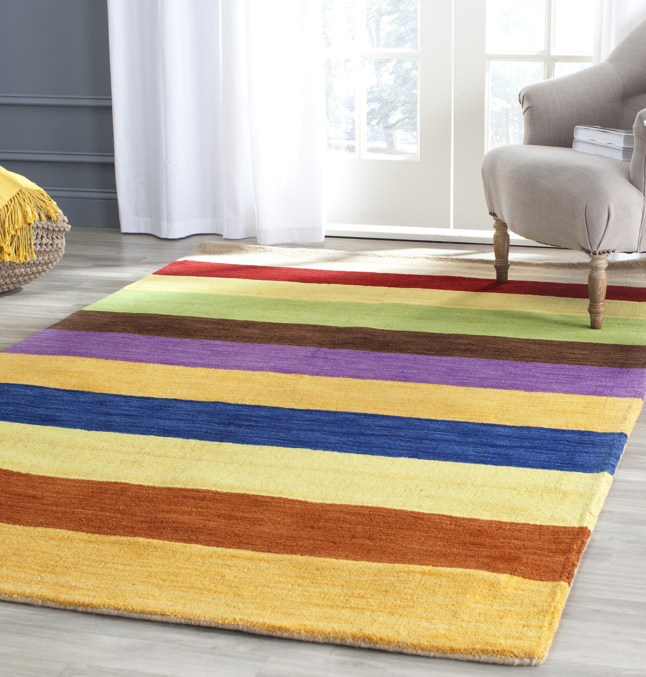 Arlo Home Hand Loomed Area Rug, HIM584A, Yellow/Multi,  4' X 6' - Image 1