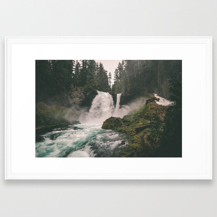 Sahalie Falls Framed Art Print by Hannah Kemp - Scoop White - Large 24" x 36"-26x38 - Image 0