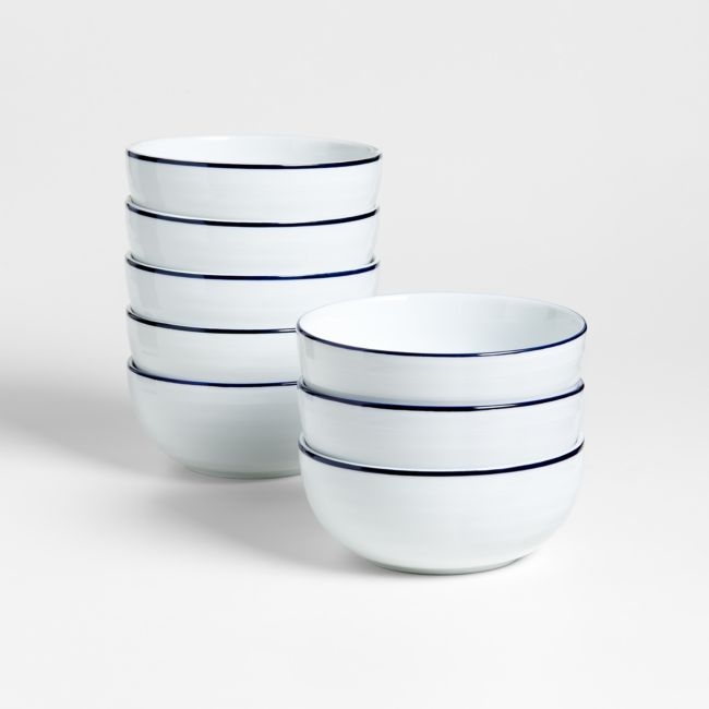 Roulette Blue Band Bowls, Set of 8 - Image 0