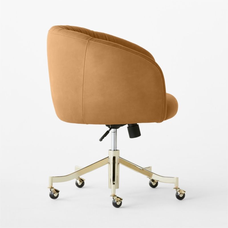 Saroy Brown Leather Office Chair - Image 3