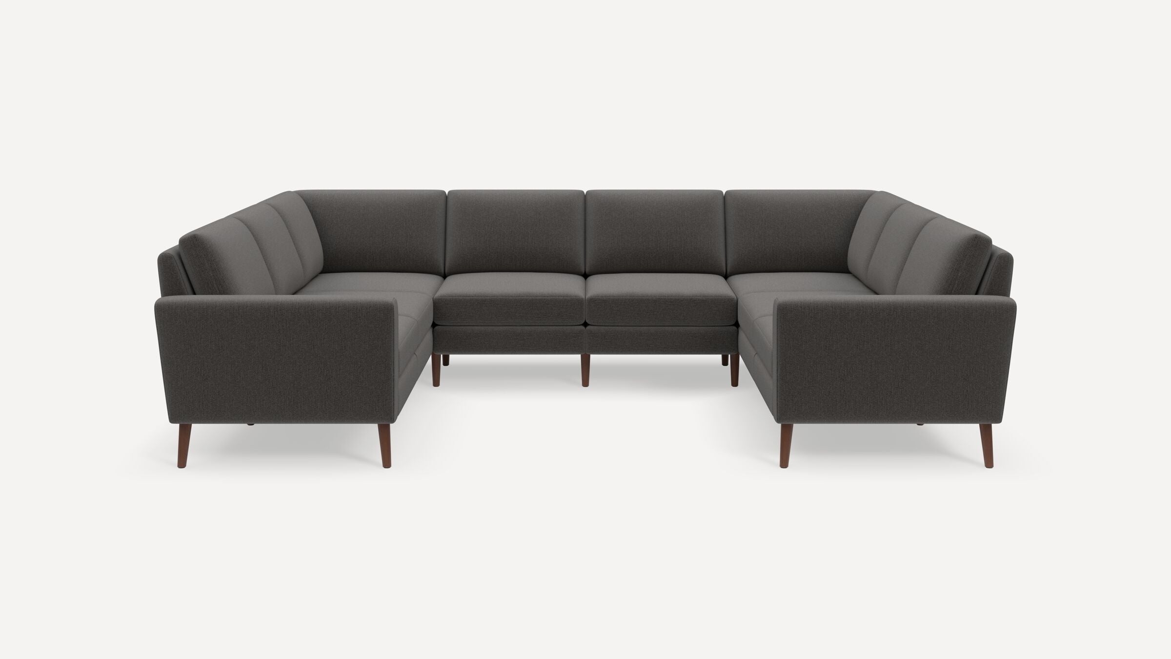 Nomad 8-Seat U Sectional - Heather Charcoal - Performance Chenille / Walnut - Wood / Block - Image 0
