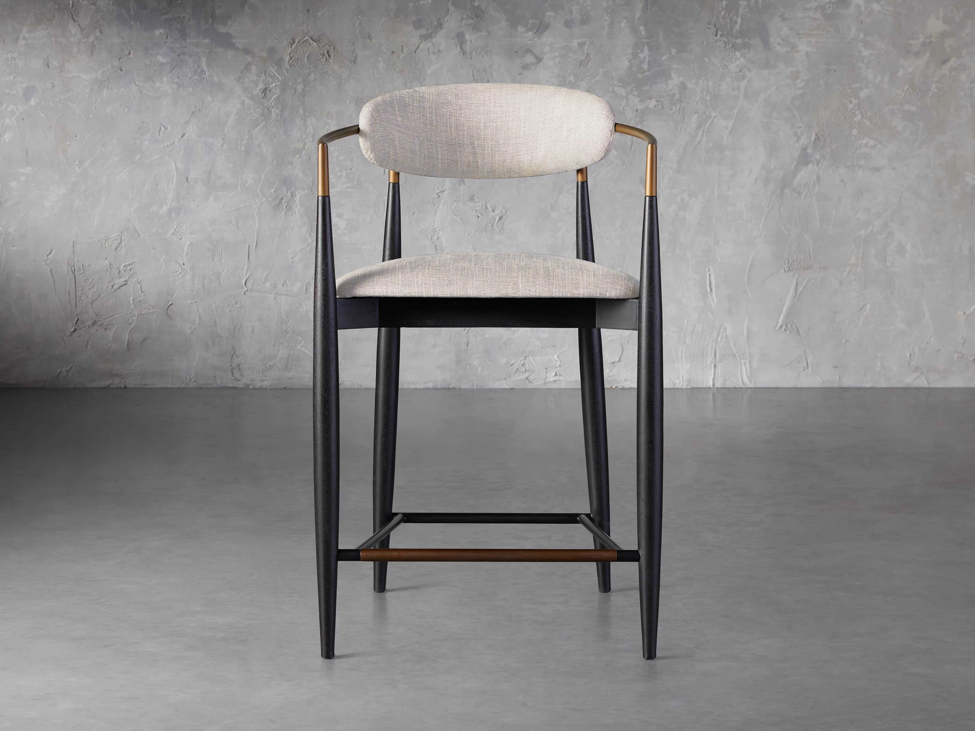 Jagger Stool in Upholstered Natural  Black & Cary Linen/Counter - Image 0