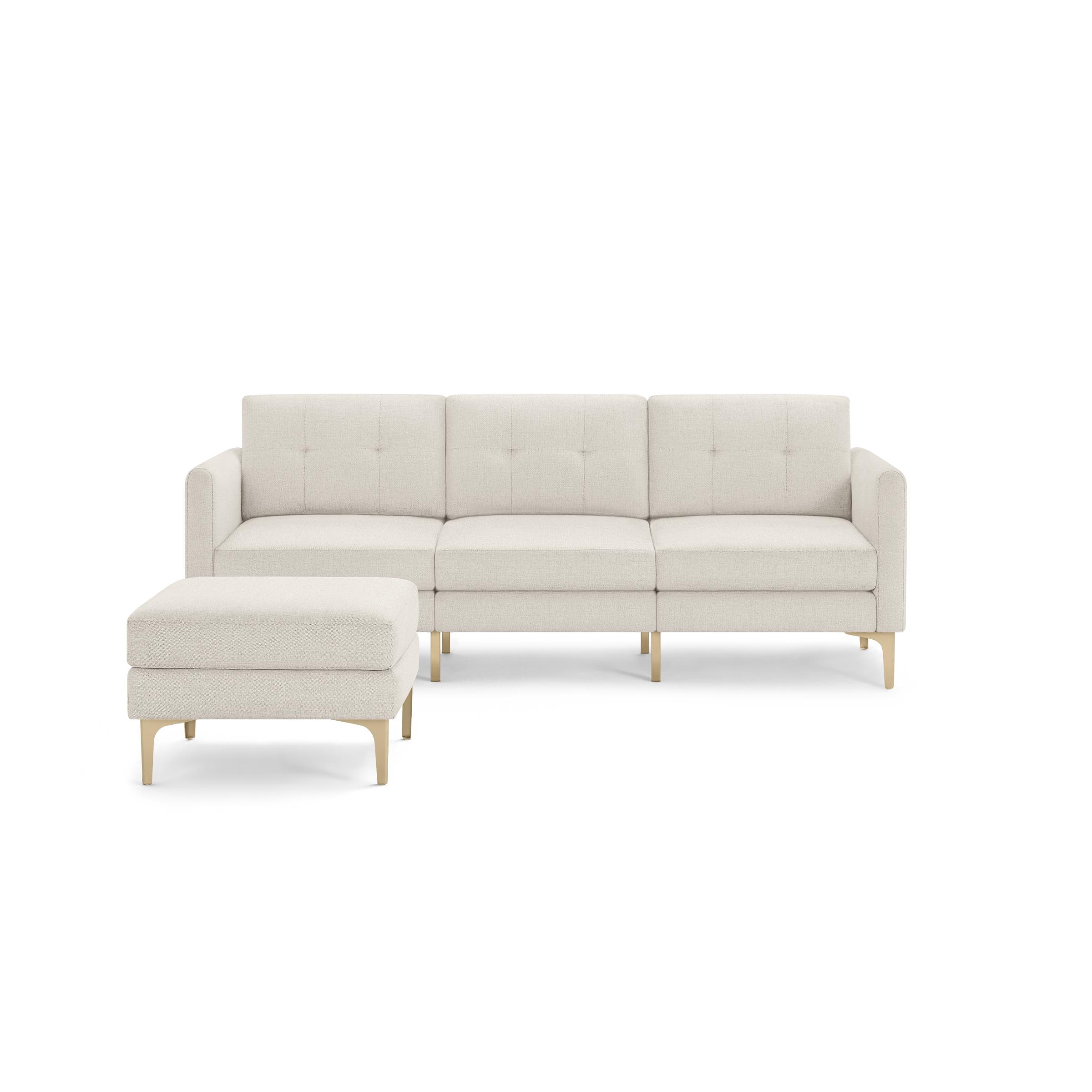 Nomad Sofa and Ottoman in Ivory, Brass Legs - Image 0