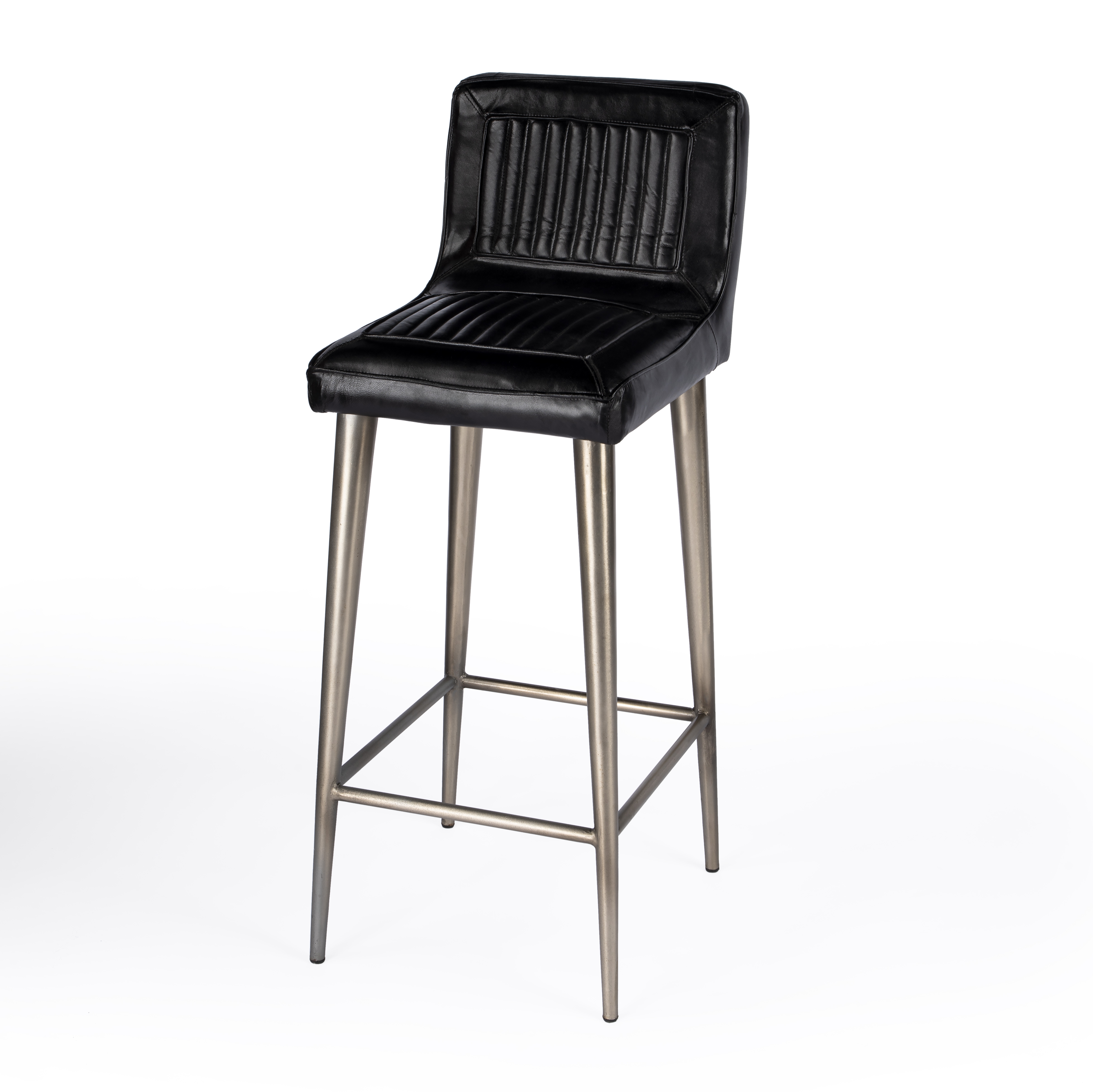 Maxwell Black Leather Bar Stool - Image 0