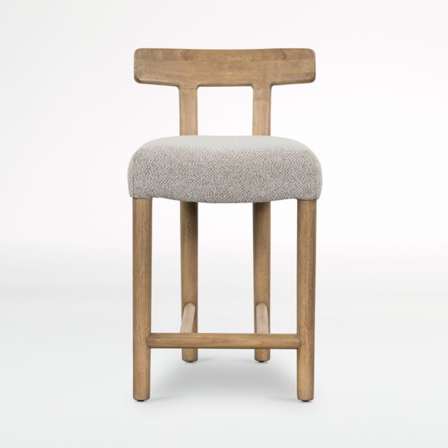 Ziady Brunswick Pebble Upholstered Wood Counter Stool - Image 0