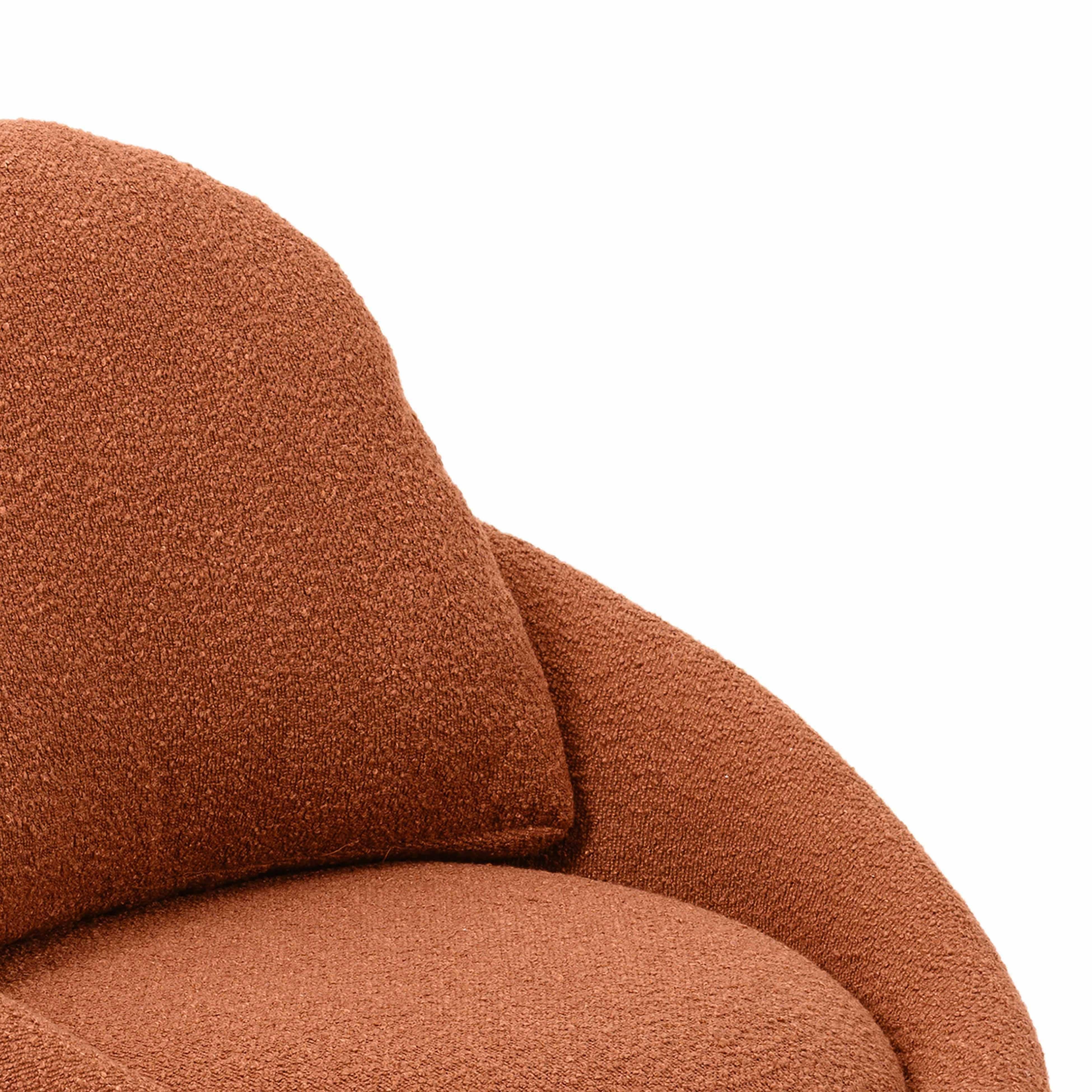 Sammy Saffron Red Boucle Swivel Lounge Chair - Image 3