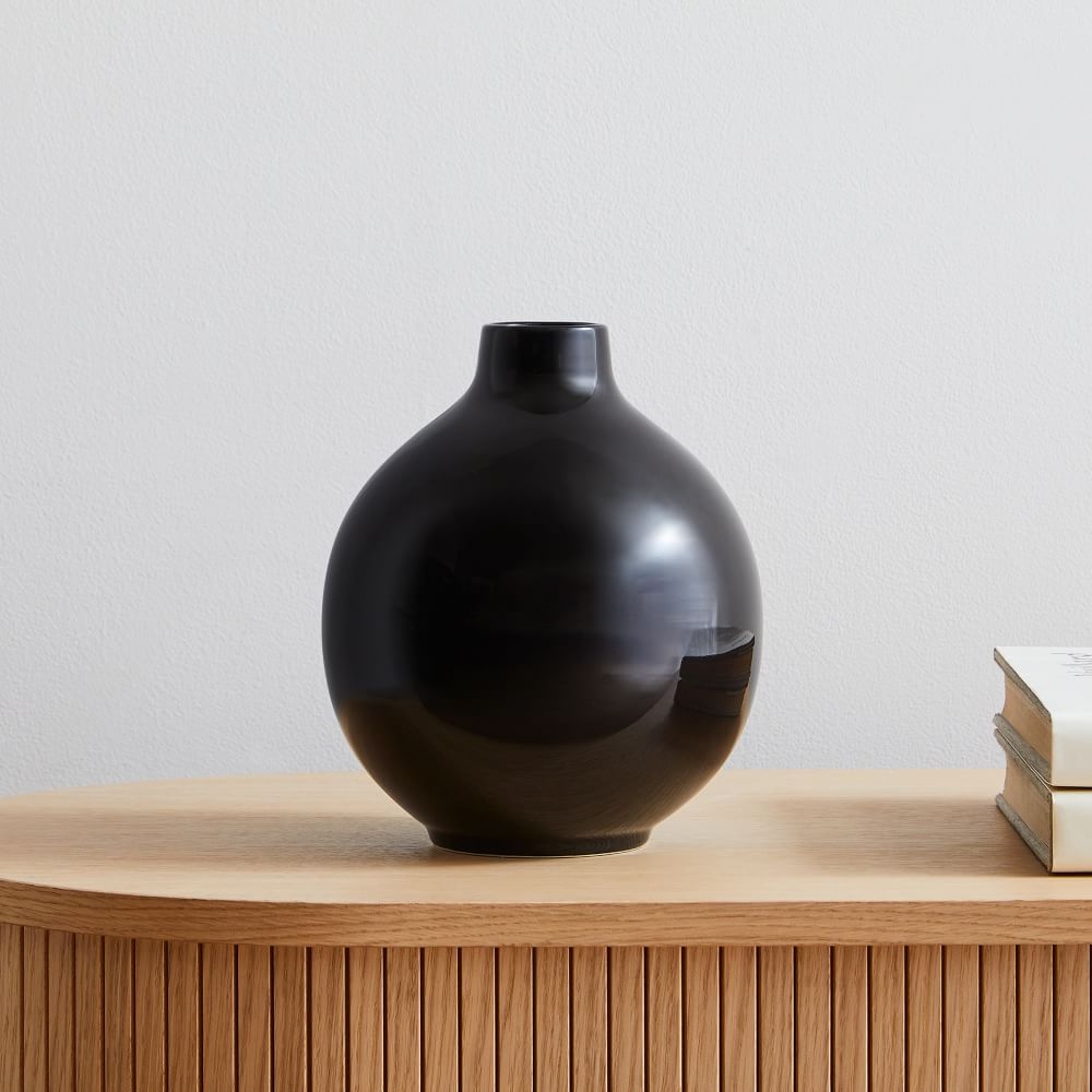 Glossy Black Vases, Vase, Black, Ceramic, Small - Image 0