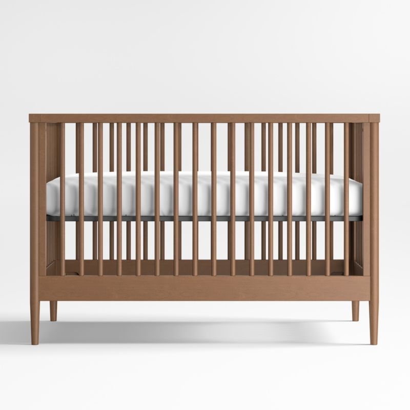 Hampshire Natural Brown Wood Convertible Baby Crib with Toddler Bed Rail - Image 1