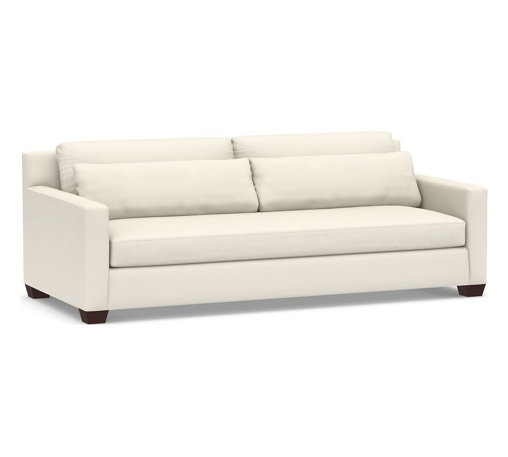 York Square Arm Upholstered Deep Seat Grand Sofa 2X1, Down Blend Wrapped Cushions, Textured Twill Ivory - Image 0