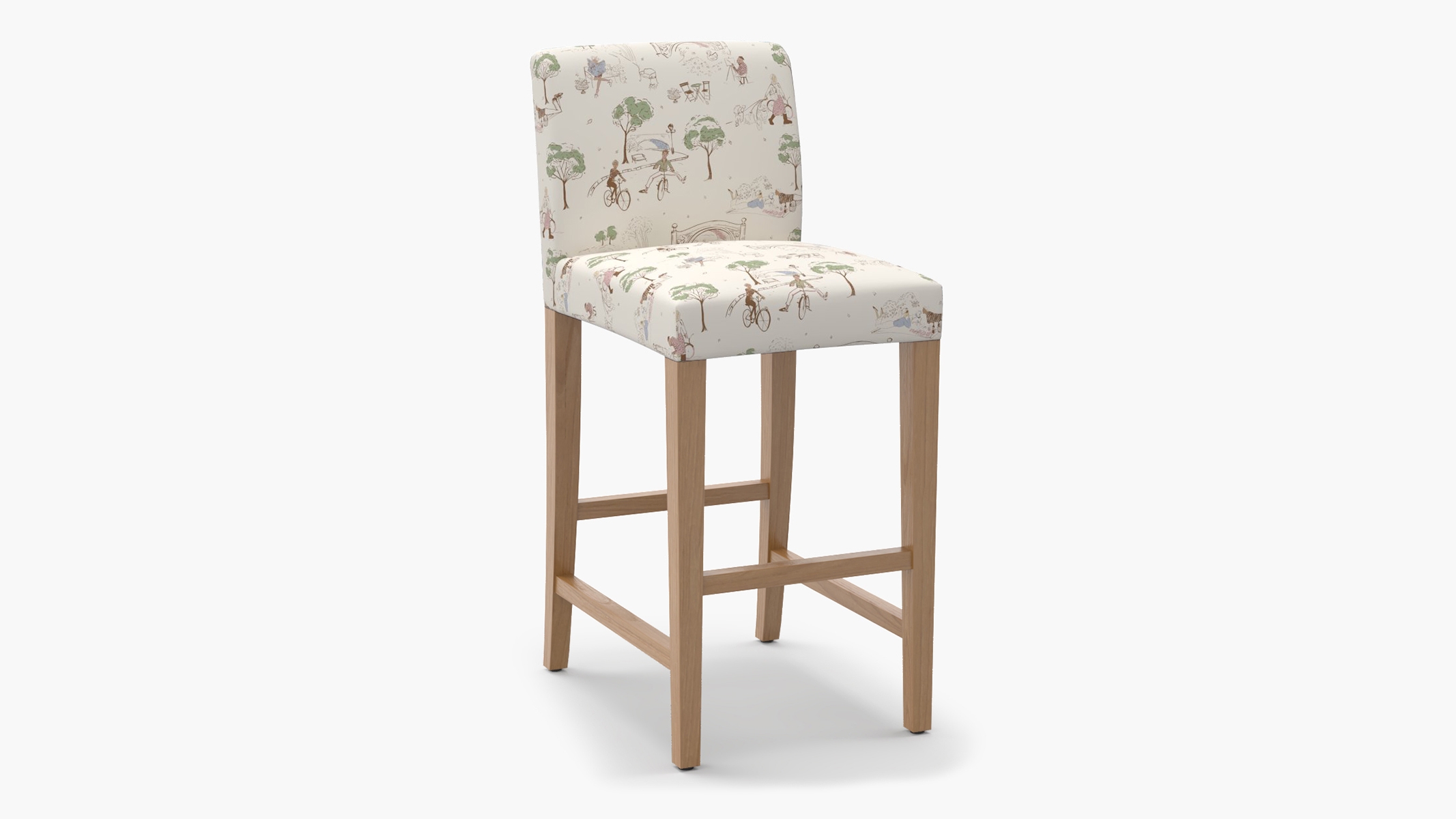 Signature Dining Bar Stool, Multi Central Park Toile, Natural Square Tapered Leg - Image 1