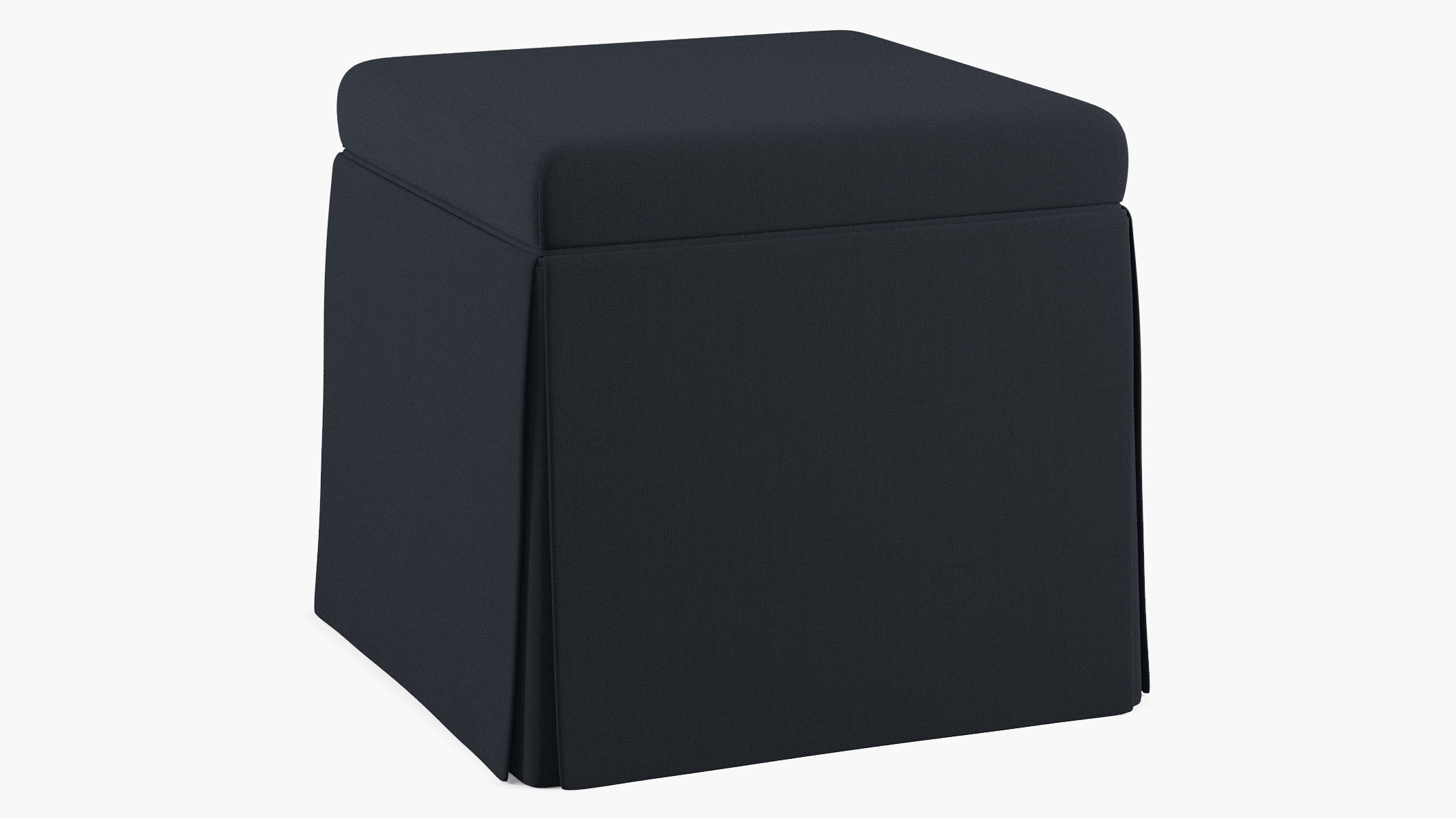 Skirted Storage Ottoman, Navy Everyday Linen - Image 1