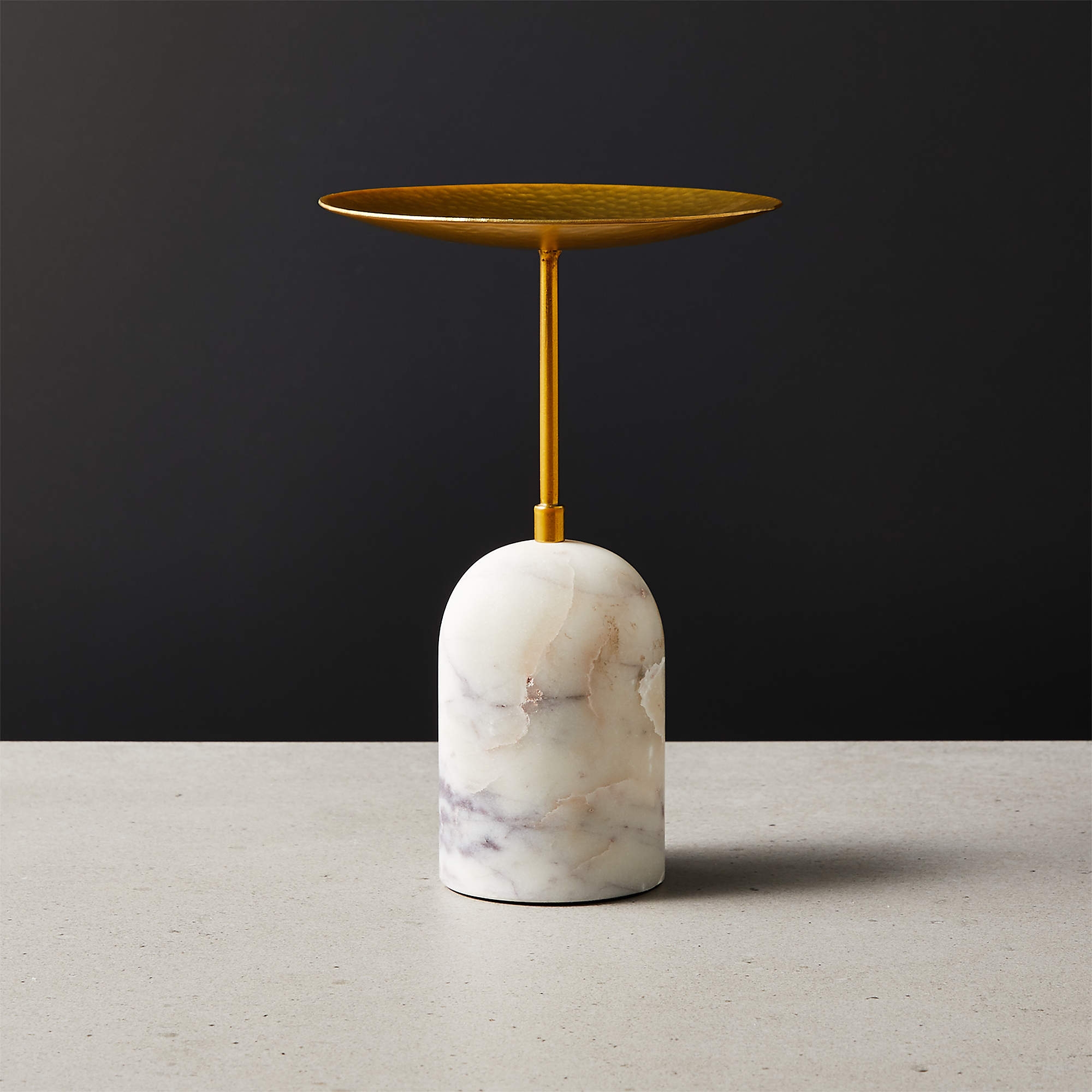 Numa Marble & Brass Pillar Candle Stand, Small - Image 1