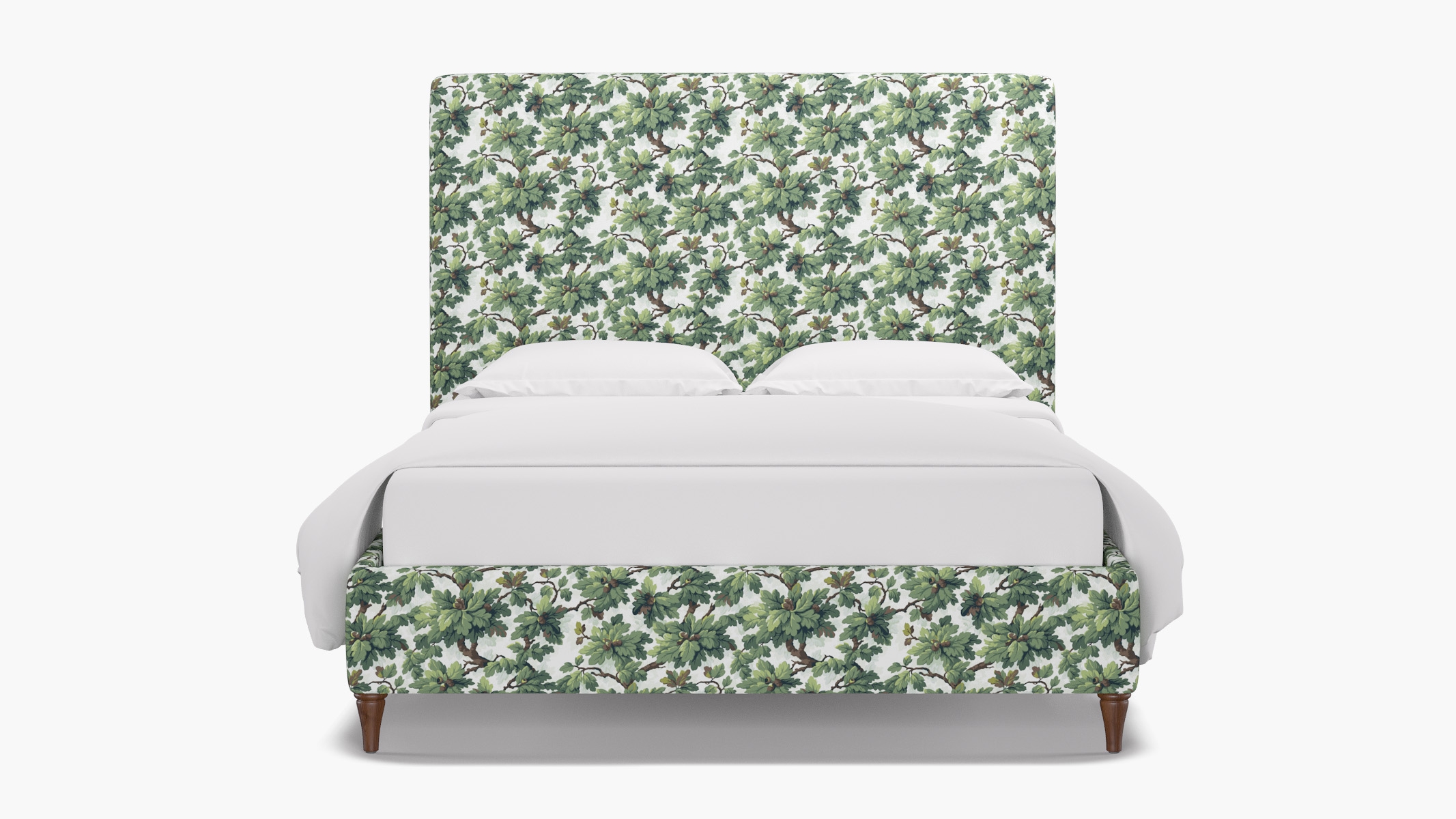 Classic Bed, Vert Woodland, Walnut Decorative Tapered Leg, Queen - Image 0