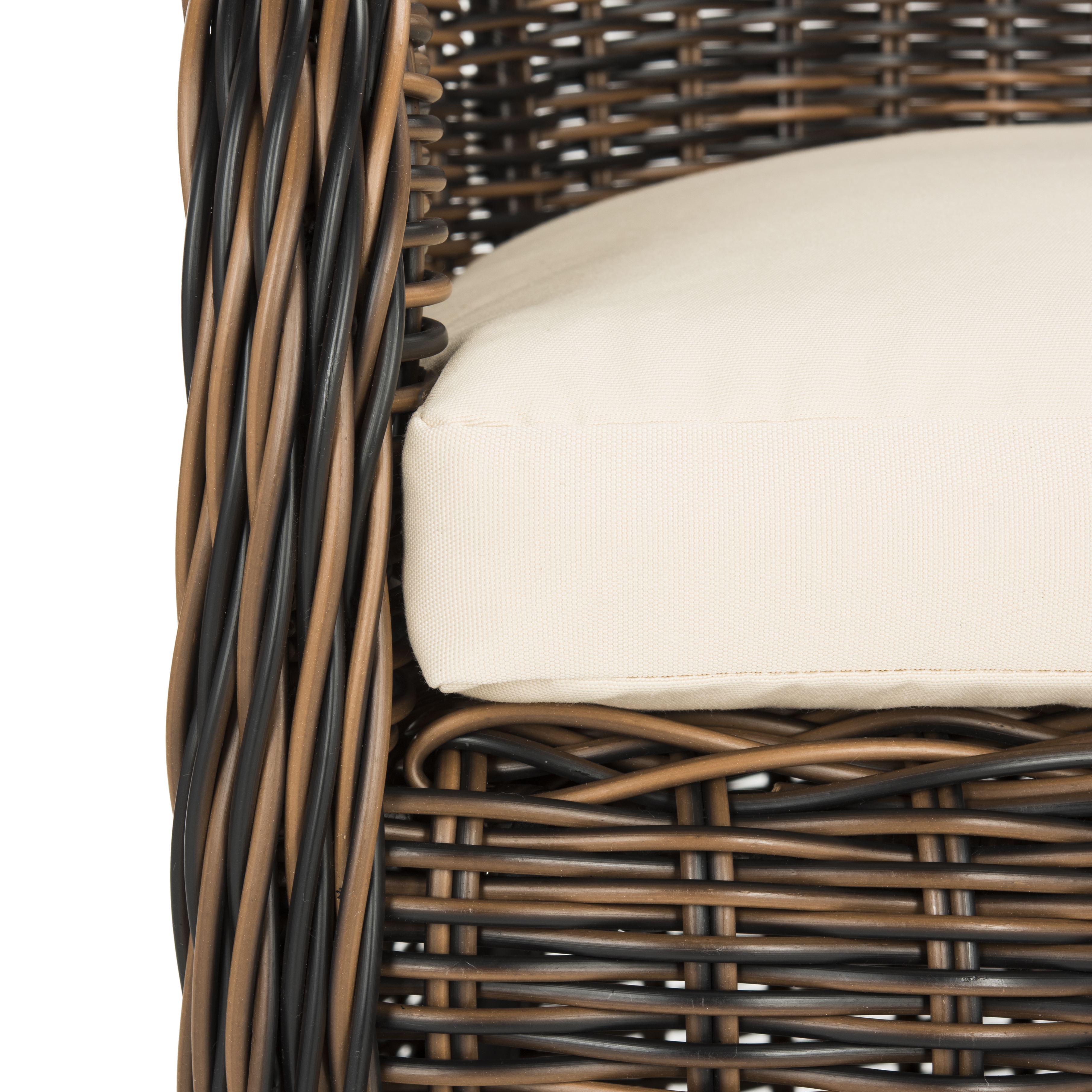 Newton Wicker Arm Chair With Cushion - Brown/Beige - Safavieh - Image 6