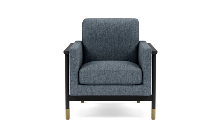 Jason Wu Petite Chair with Blue Rain Fabric and Matte Black with Brass Cap legs - Image 0