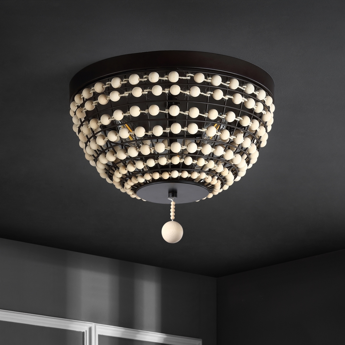 Bolson 3Lt 15" Flush Mount - Bronze/Natural - Safavieh - Image 3