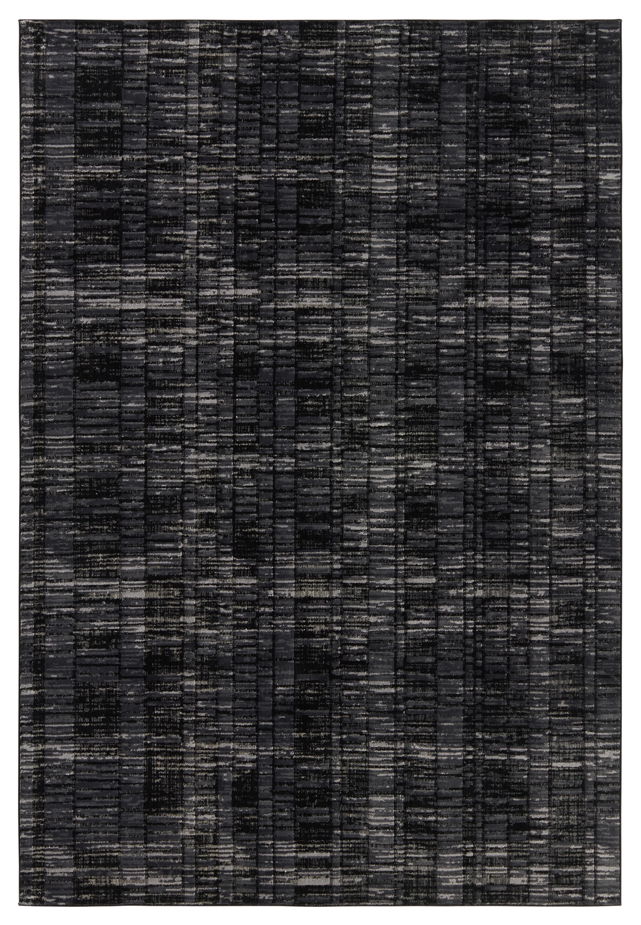 Carbon Geometric Gray/ Black Area Rug (5'3"X8') - Image 0